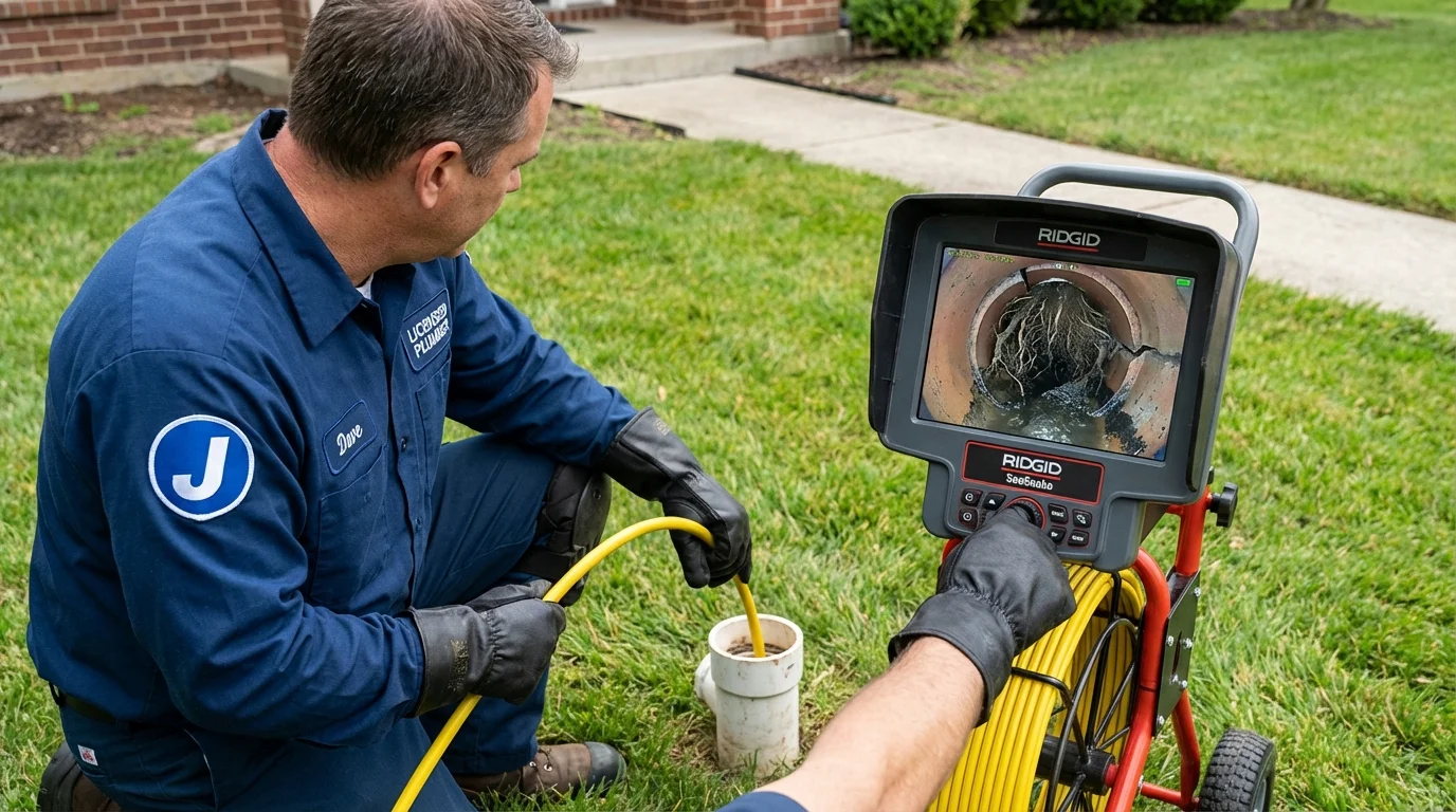 Sewer camera inspection being performed by Johns Plumbing LLC in Mantua